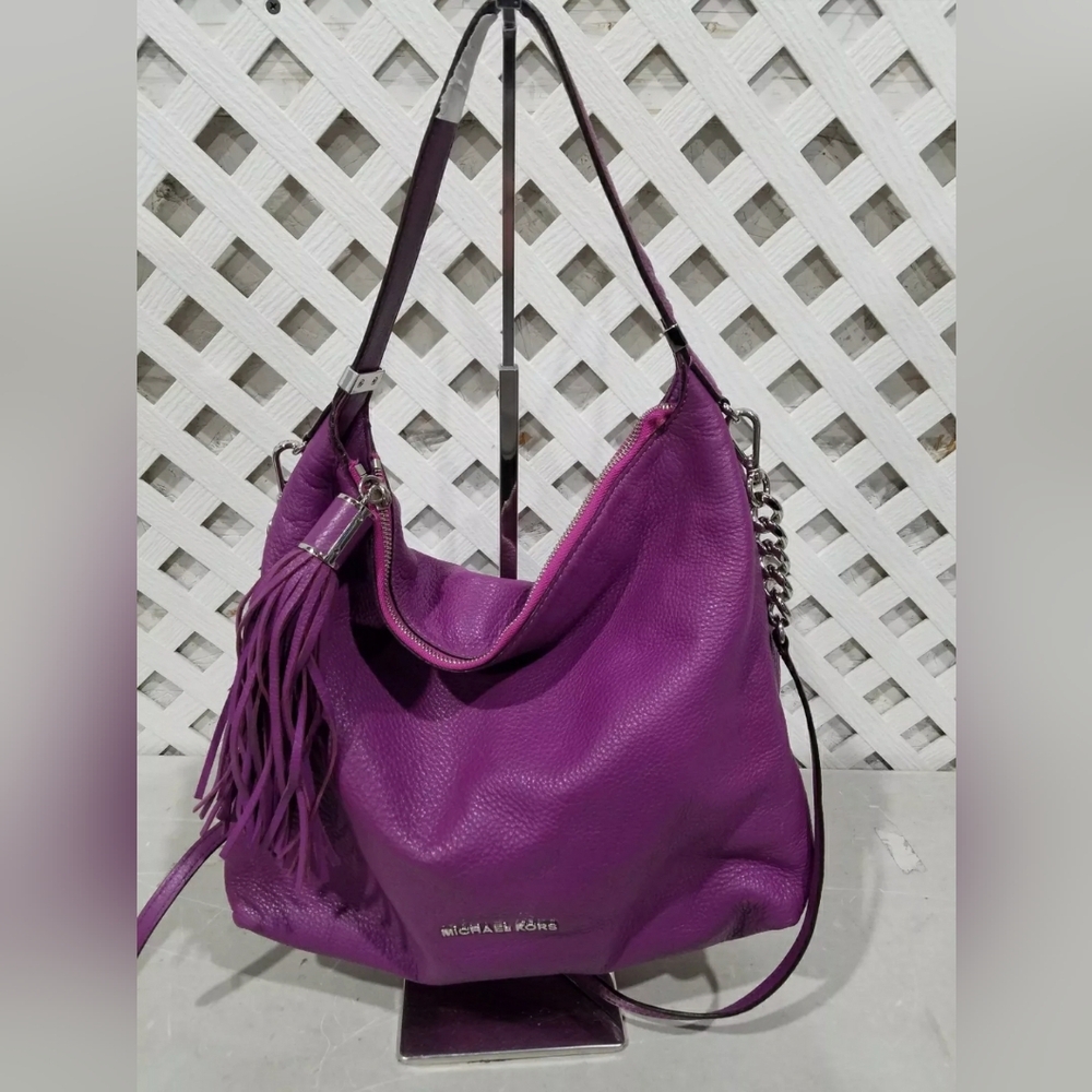 Michael Kors MK Large Weston Top Zip Shoulder Bag Purse Handbag Tassel